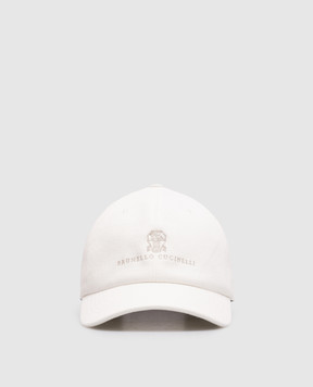 Brunello Cucinelli White cap with logo embroidery M277P9850