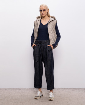 Brunello Cucinelli Blue cashmere top with lurex M9A822212P