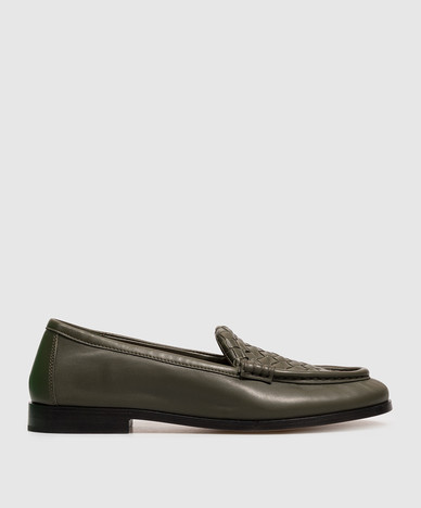 Mocassins en cuir vert Silenzio