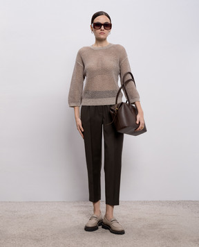 Peserico Gray openwork jumper with linen A99083F079106B