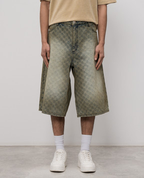 Misbhv Blue denim Bermuda shorts with a vintage effect 260U153