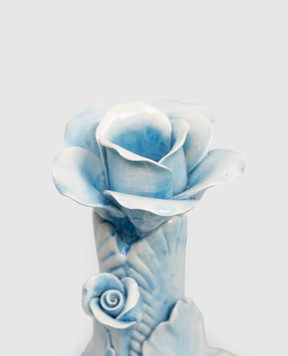 Bitossi Home Blue ceramic candlestick with flowers EMP00418