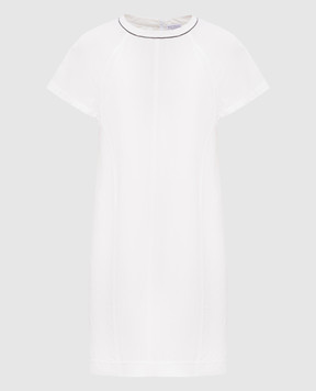 Brunello Cucinelli White mini dress with linen MH126AFR72