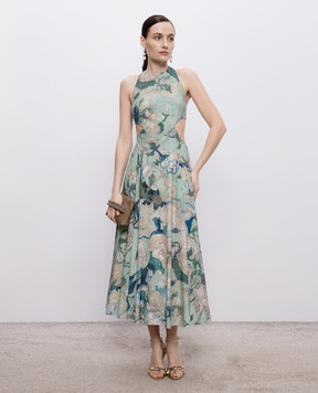 Givenchy Green printed dress with an open back BW22TC16QZ