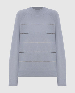 Peserico Blue wool, silk and cashmere sweater with monil chain A99866F1209283