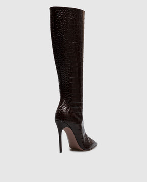 Paris Texas VERA burgundy leather boots with crocodile embossed pattern PX2046XCOCO