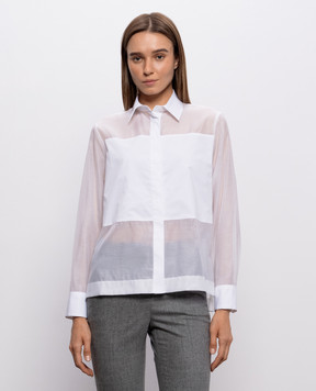 Peserico White silk shirt with monil chain A06045A8372