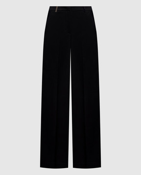 Peserico Black straight-leg pants with patch A0456707932