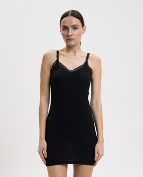Vetements Black ribbed mini dress with lace WE76DR428B