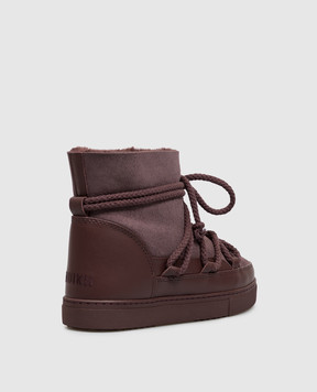 Inuikii Burgundy suede boots with fur 10010030122
