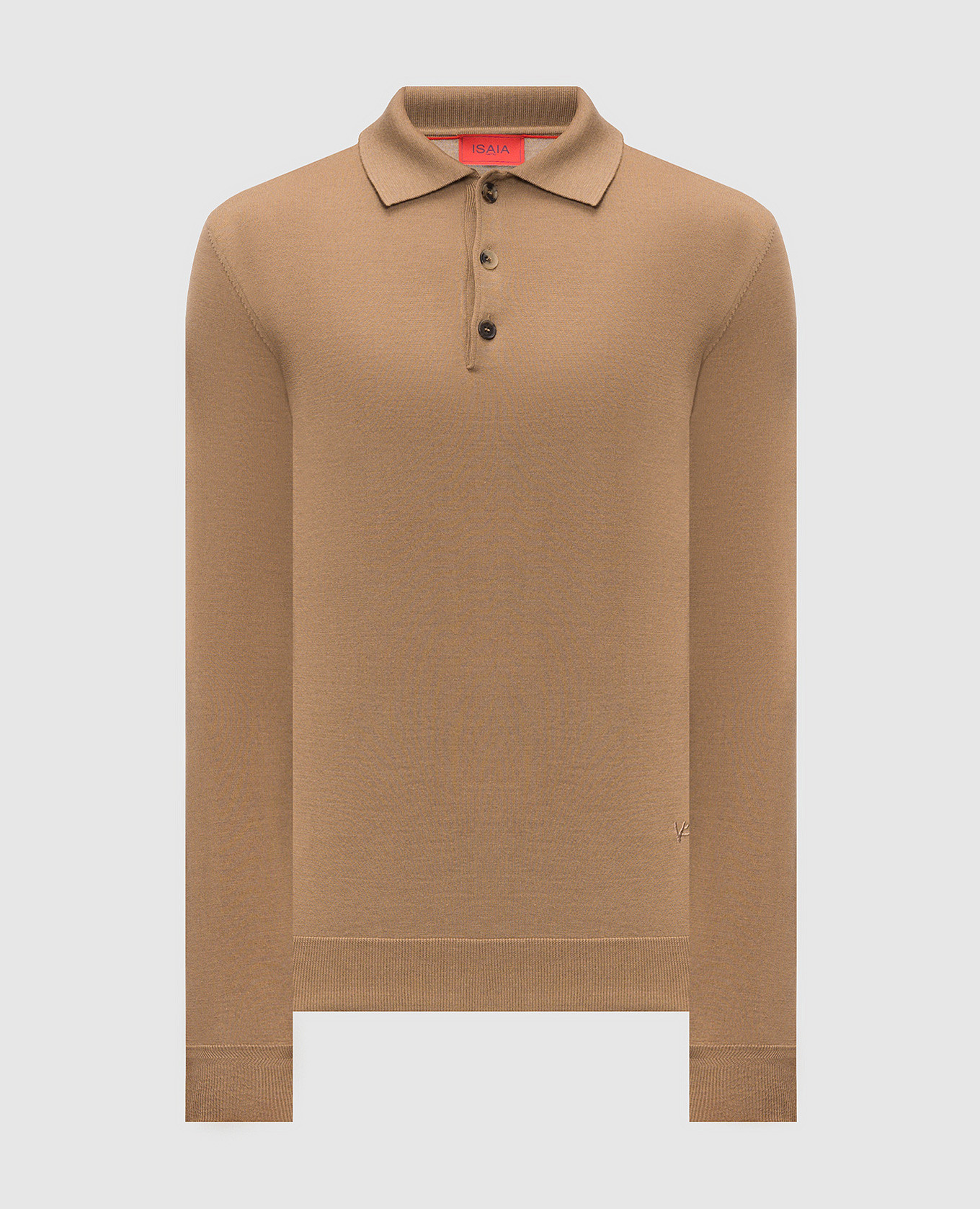 Brown wool, silk and cashmere polo shirt