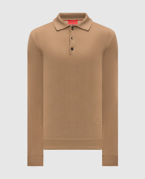 ISAIA Brown wool, silk and cashmere polo shirt MG8087Y0374