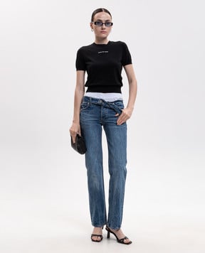 Alexander Wang Blue boxer jeans with logo patch 4DC3264123