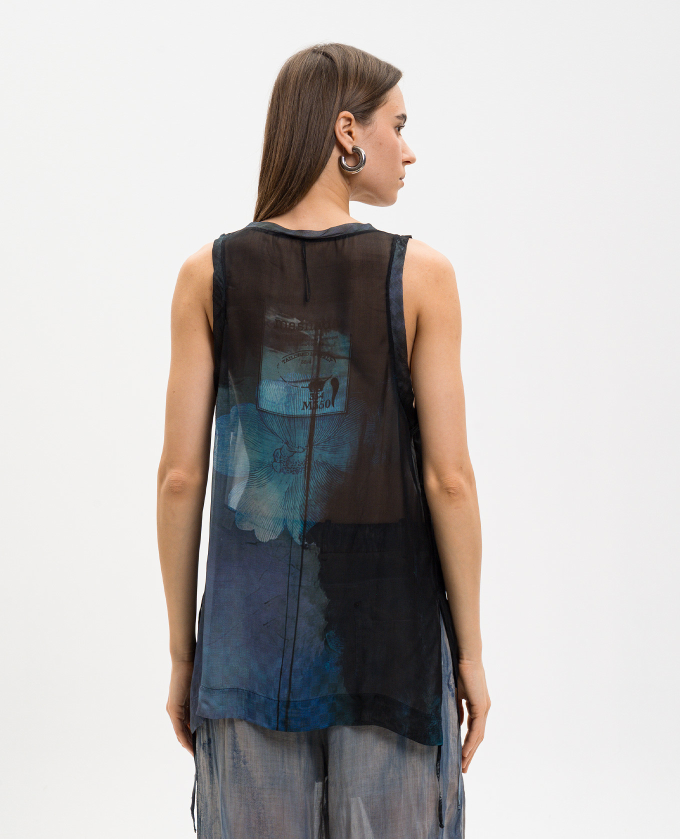 Black T-shirt with printed silk Masnada 4