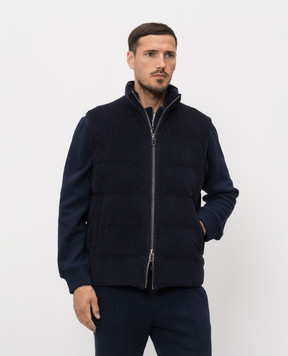 ISAIA Blue corduroy down vest SW730520320