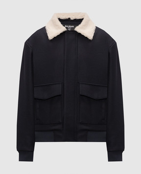 Balmain Blue jacket with wool HH1TF999MI61