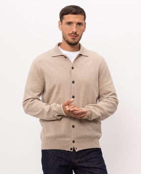 Peserico Beige wool and cashmere cardigan R59530F129V470