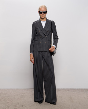 Peserico Gray striped wool pants A0479005702