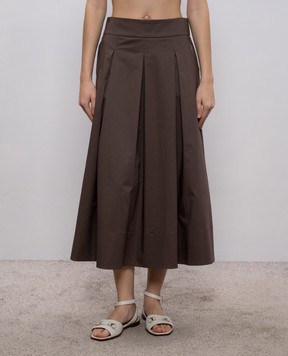 Peserico Brown midi skirt with monil chain A0553701979