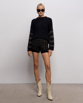 Twinset Black alpaca wool shorts 262TP3362