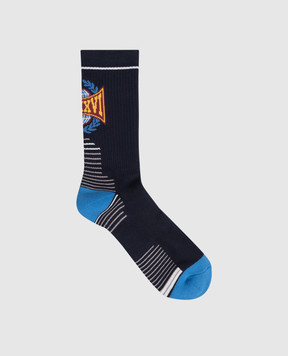 Juun.j Blue insulated socks with branded pattern JC62KTP02R