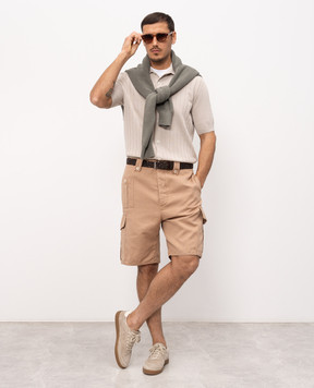 Brunello Cucinelli Brown linen cargo shorts MP44DU0075