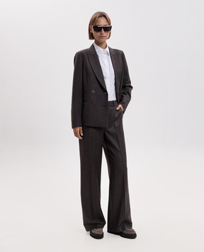 Peserico Brown double-breasted wool jacket with lurex A0121203359