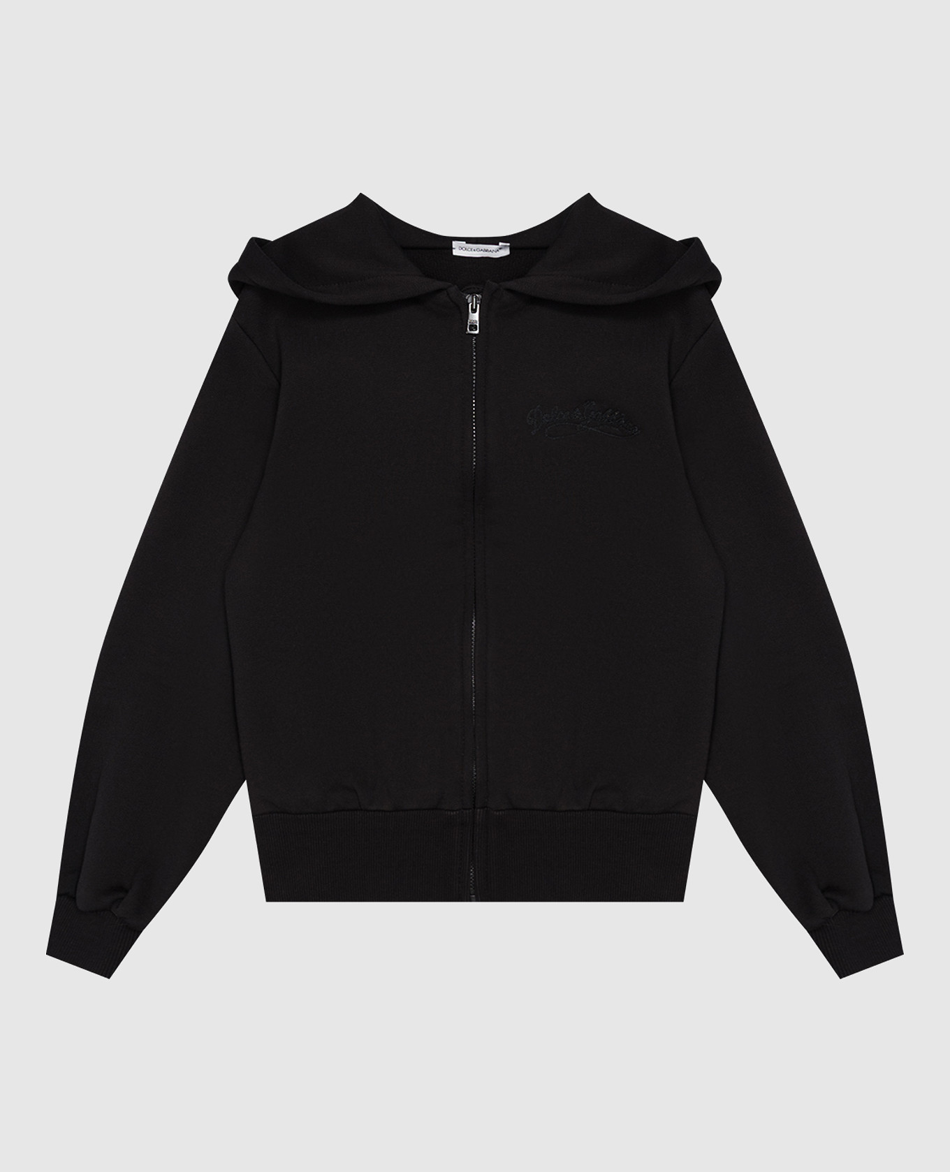 Children's black sports jacket with logo embroidery
