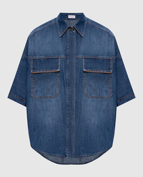 Brunello Cucinelli Blue denim shirt with monil chain MH192RB506