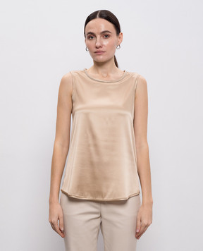 Peserico Beige silk blouse with chain A08893D02372