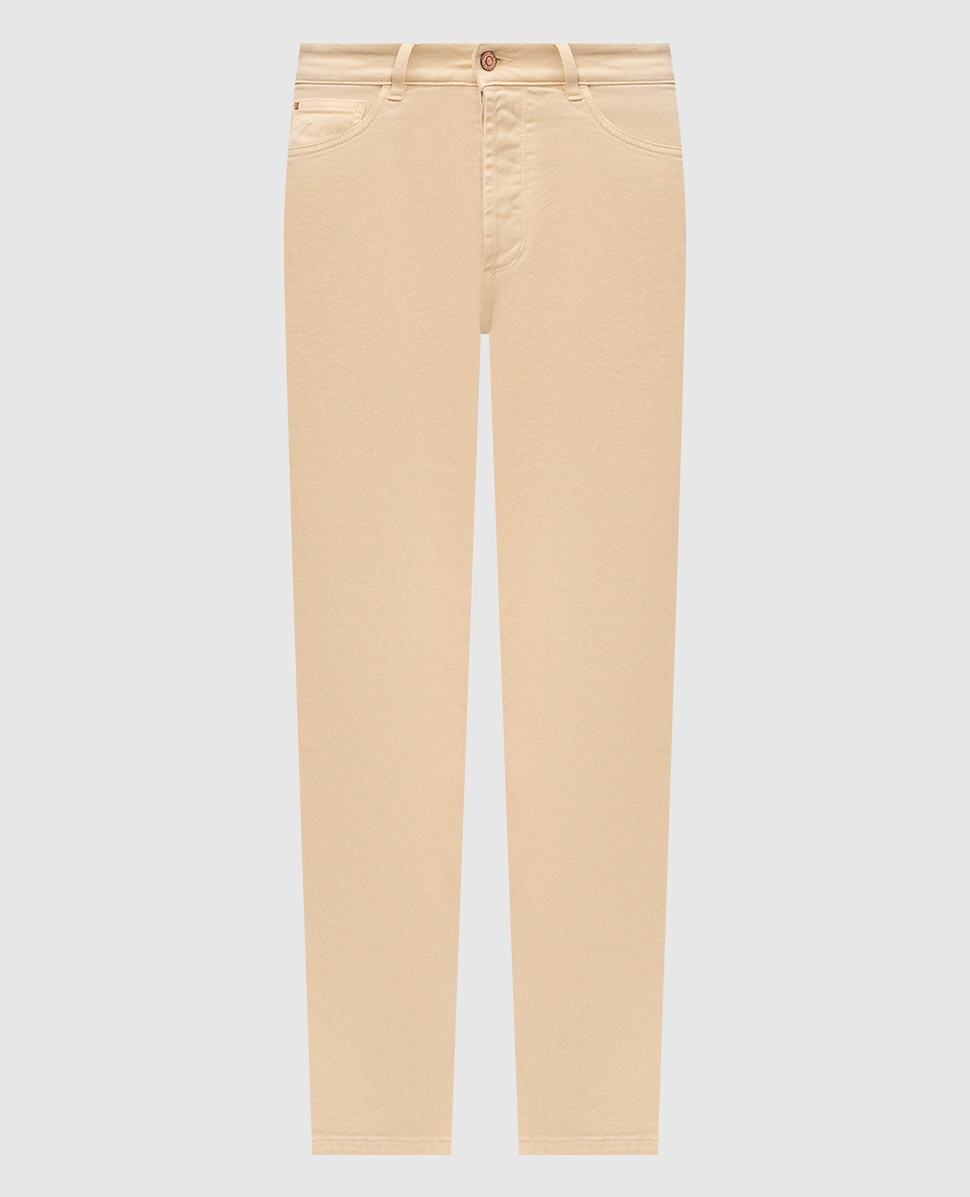 Beige jeans with logo patch