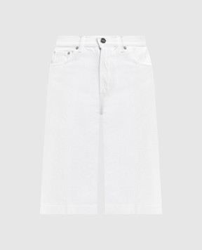 Dondup Delfine white denim Bermuda shorts with patch DP859BF0018DPTD