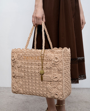 Twinset Beige woven bag with logo embroidery 261TB7510