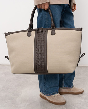 Serapian Beige travel bag with logo print SRCANMTR707545CBJ9