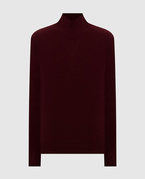 Jil Sander Burgundy wool turtleneck sweater with an asymmetrical cut J02GP0271J14870