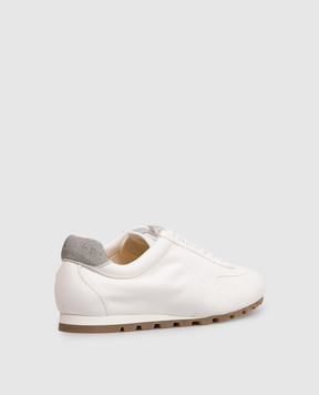 Doucal's White leather sneakers with a monil chain DD8903JULTPZ854
