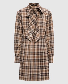 Twinset Beige checkered mini dress 262AP2301