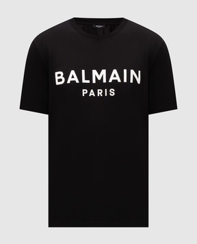 Balmain Black t-shirt with logo print GH1EG000BD45