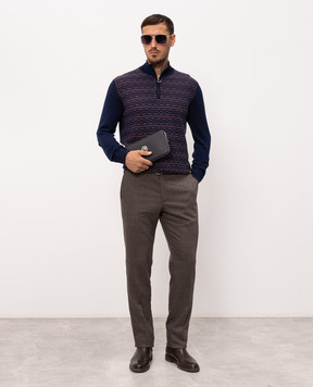Stefano Ricci Blue wool, cashmere and silk polo shirt KE04007L01E26364