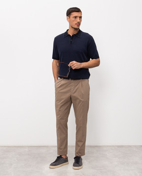 Canali Blue polo with linen and silk MK02462C1179