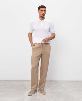 Agnona Beige linen pants T711U7YU3049