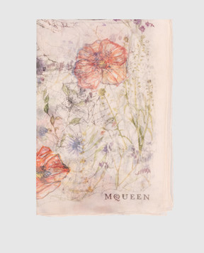 Alexander McQueen Beige Spider print scarf 8591203060Q