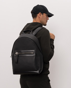 Tom Ford Black leather backpack with embossed logo H0397LCL213S