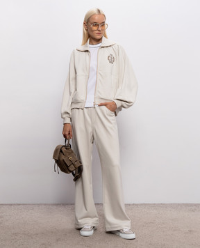 Brunello Cucinelli Ivory sports jacket with logo embroidery MN05NB2X06
