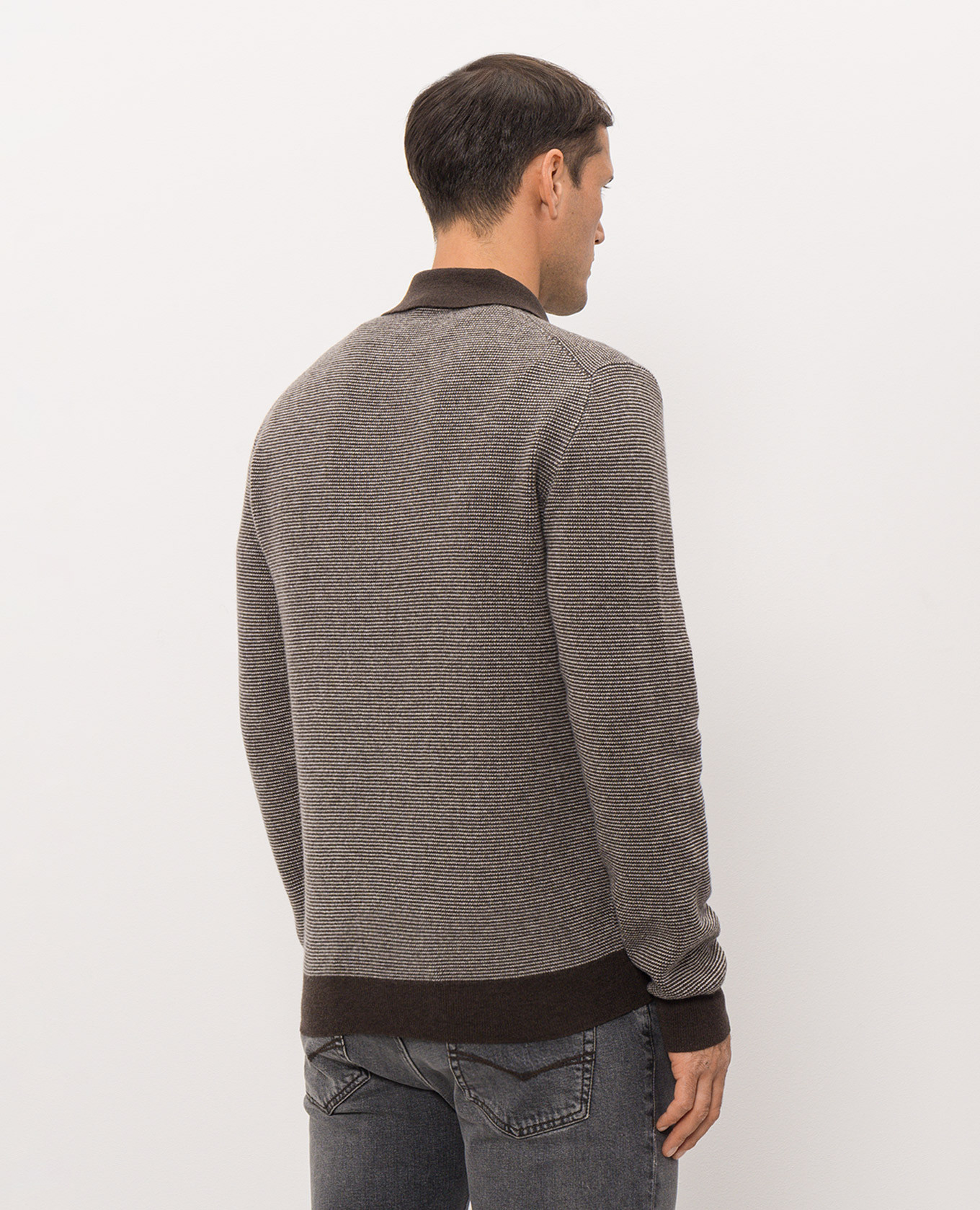 Brown wool and cashmere polo shirt Peserico 4