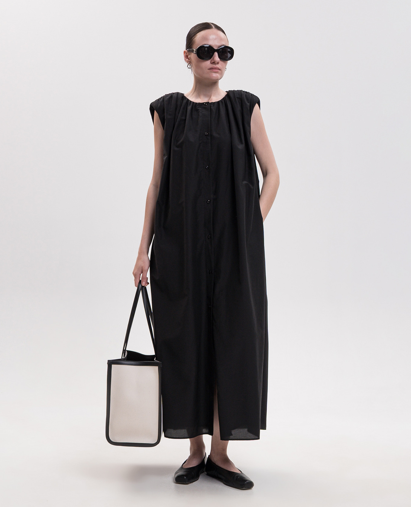 Cora black silk shirt dress Loulou de Saison 2