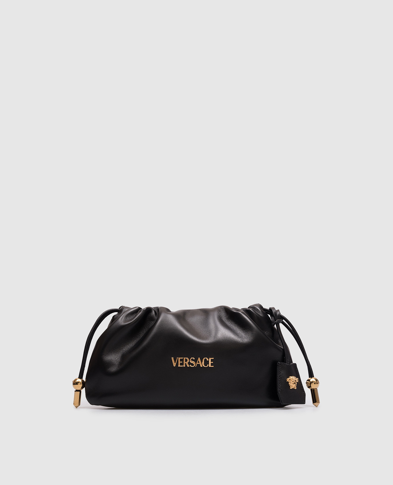 

Black leather pouch bag Tag Versace