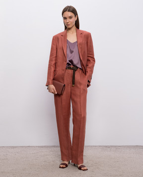Brunello Cucinelli Terracotta linen pants MH527P9198