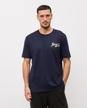Balmain Blue T-shirt with logo GH1EG000BD40