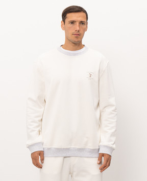 Brunello Cucinelli Ivory sweatshirt with embroidery MM8263390G